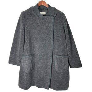 Woman Within Womens Gray Coat With Pockets & Buttoned Collar Size 14/16 M